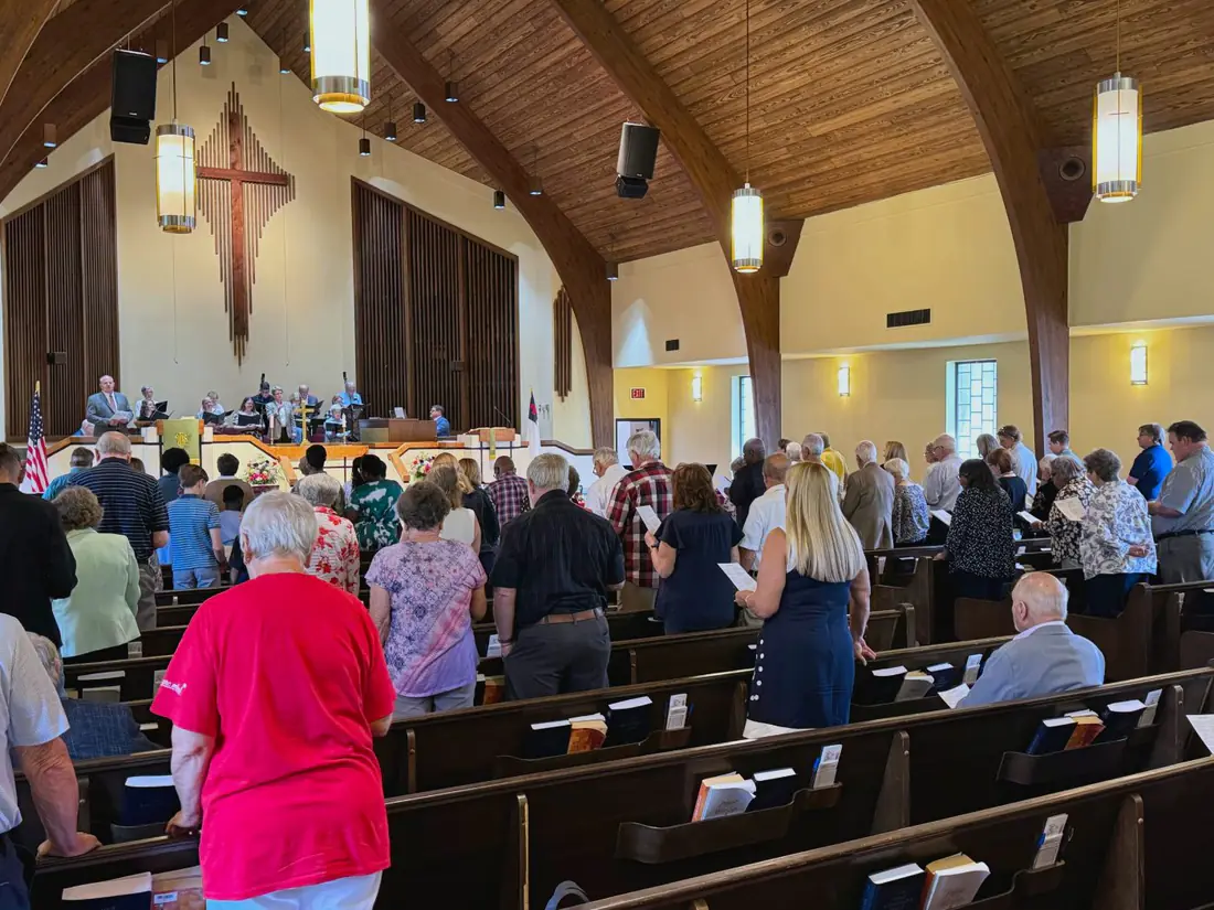 The congregation of Lithia Springs Methodist Church gathered in worship
